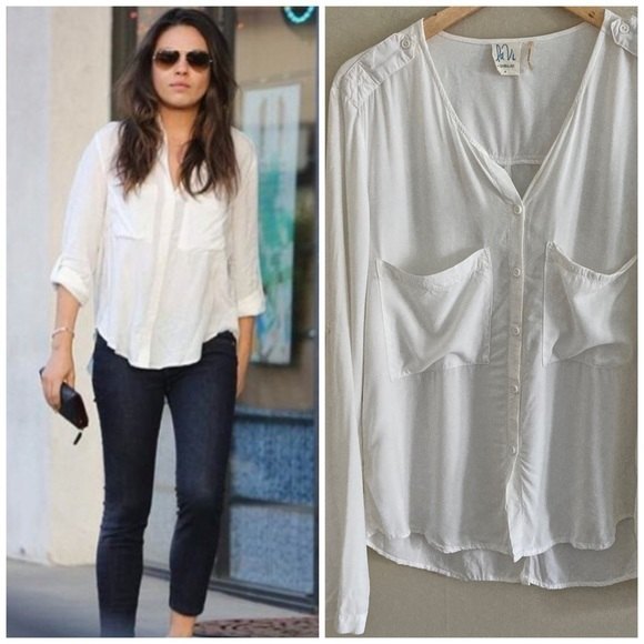 Sam & Lavi Tops - SALE SAM & LAVI white large pocket rayon long sleeve button down shirt